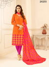 Orange Colour Designer Latest Fancy Casual Wear Cotton Jacquard Embroidered Dress Material Collection 26255